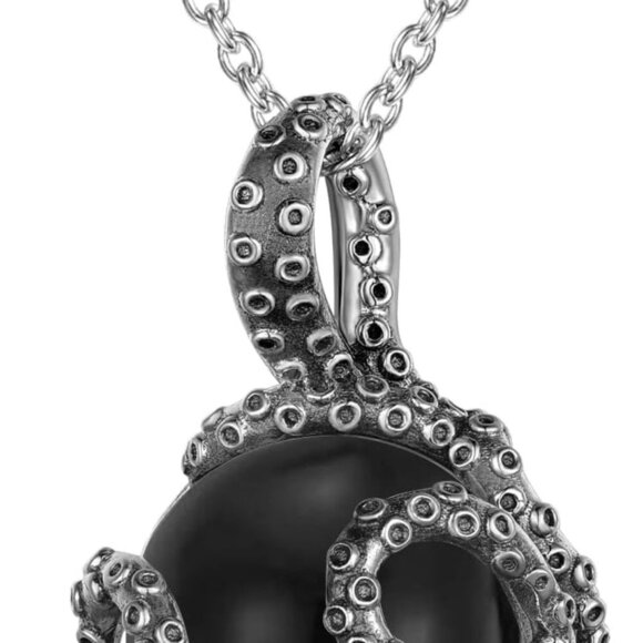 Octopus Necklace Sterling Silver Moonstone Sea Animal Jewelry Gift for Women